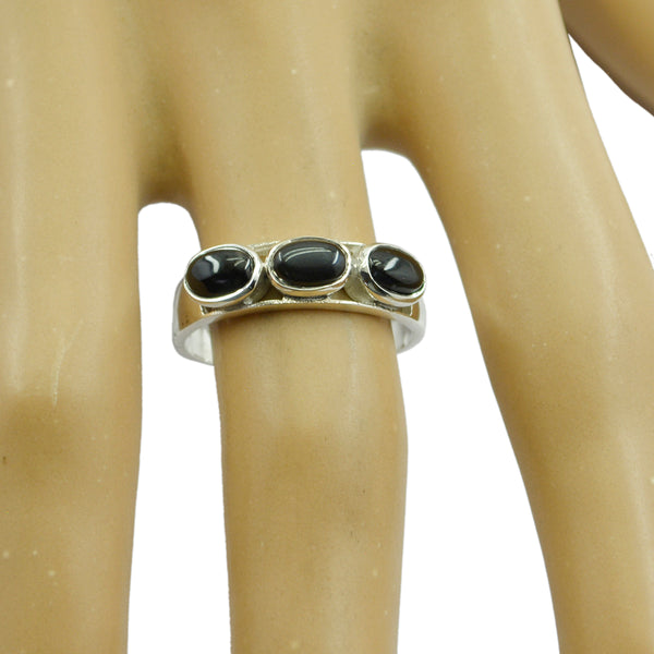Black Onyx Trilogy American 925 Sterling Silver Black Gemstones Dainty Boho Ring Jewellery