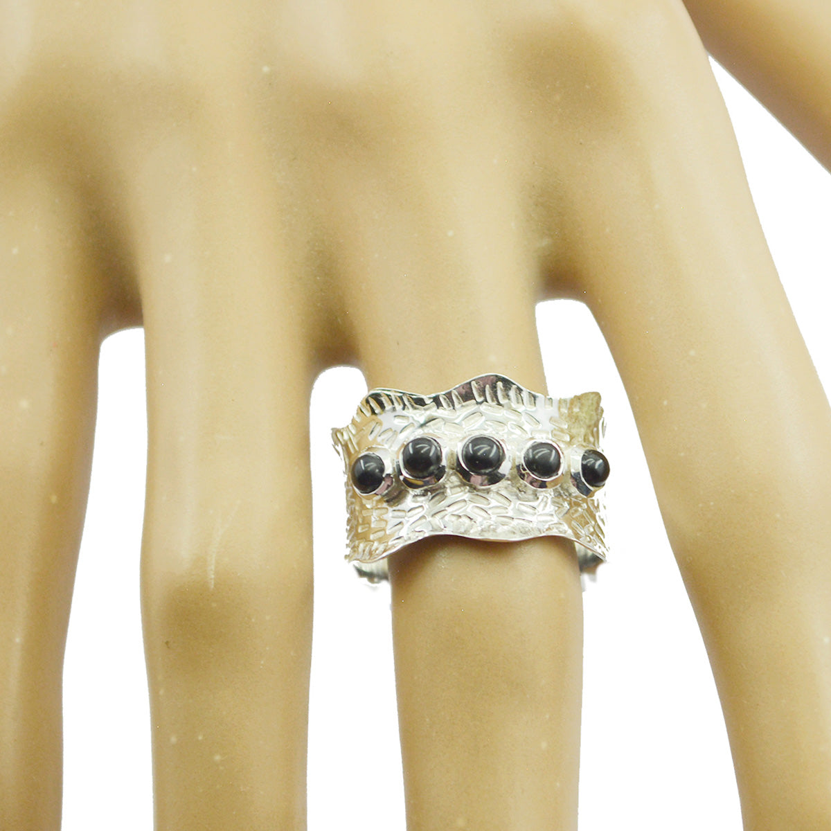 Svart Onyx Penta Indiskt 925 Sterling Silver Svarta Ädelstenar Medeltunga Vintage Armbandssmycken Sekundär produktbild