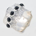Black Onyx Penta Indian 925 Sterling Silver Black Gems Mid weight Vintage Band Jewellery