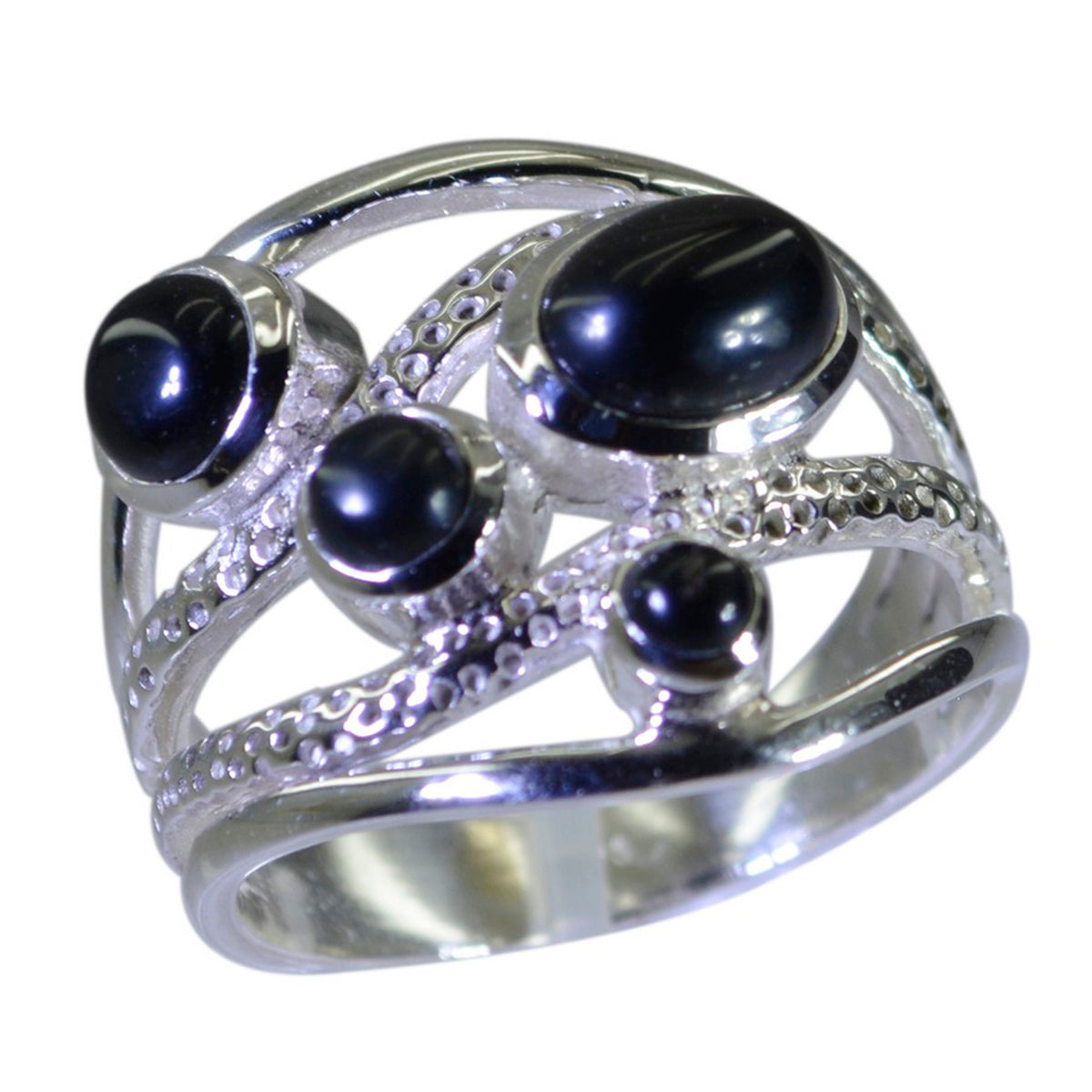 Black Onyx quarter Egyptian 92.5 Silver Black Gemstone Mid weight Contemporary Ring Jewelry