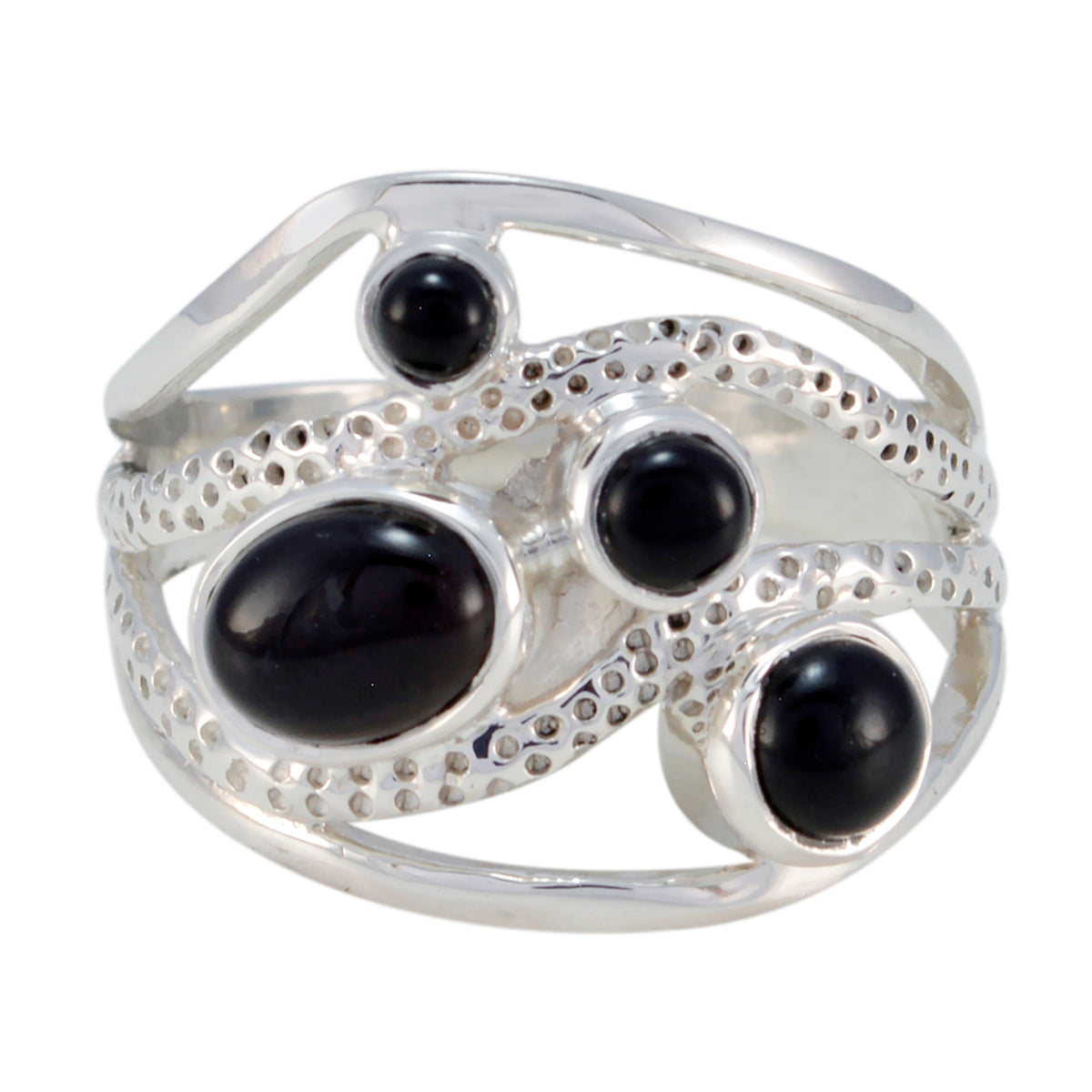 Black Onyx quarter Egyptian 92.5 Silver Black Gemstone Mid weight Contemporary Ring Jewelry