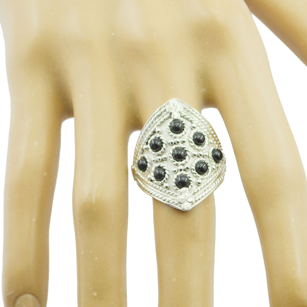 Black Onyx multiple Indian 925 Sterling Silver Black Gems Edgy Heritage Ring Jewellery