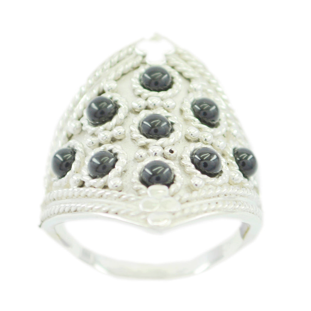 Black Onyx multiple Indian 925 Sterling Silver Black Gems Edgy Heritage Ring Jewellery
