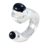 Black Onyx Toi et Moi French 925 Silver Black Gemstones Chunky antique Ring Jewellery