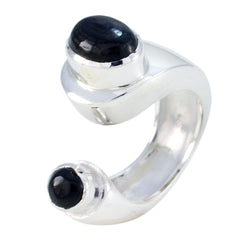 Black Onyx Toi et Moi French 925 Silver Black Gemstones Chunky antique Ring Jewellery
