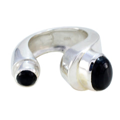 Black Onyx Toi et Moi French 925 Silver Black Gemstones Chunky antique Ring Jewellery