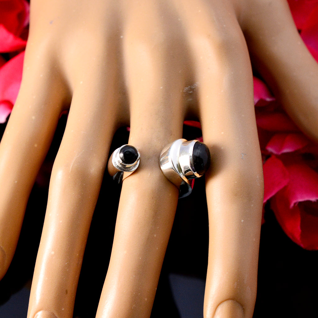 Black Onyx Toi et Moi French 925 Silver Black Gemstones Chunky antique Ring Jewellery