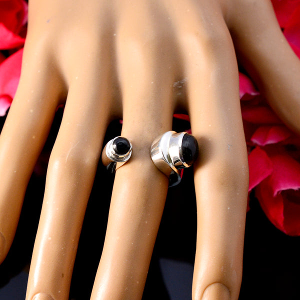 Black Onyx Toi et Moi French 925 Silver Black Gemstones Chunky antique Ring Jewellery