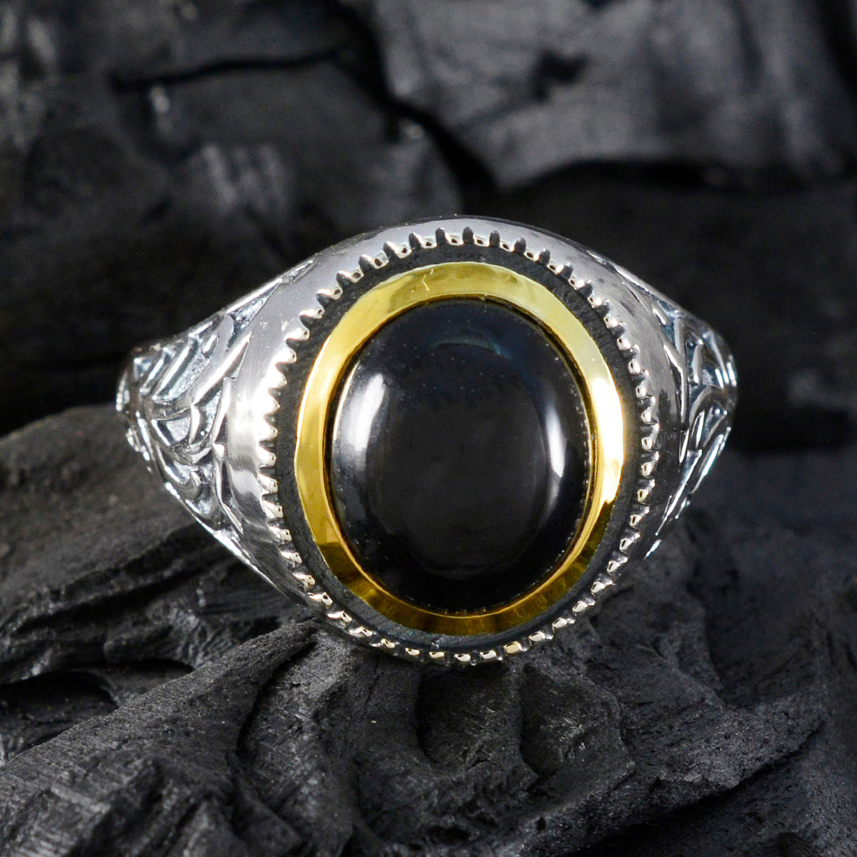 Black Onyx Solitaire Australian 925 Silver Black Gemstones Eye catching Filigree Ring Jewelry