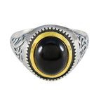 Black Onyx Solitaire Australian 925 Silver Black Gemstones Eye catching Filigree Ring Jewelry