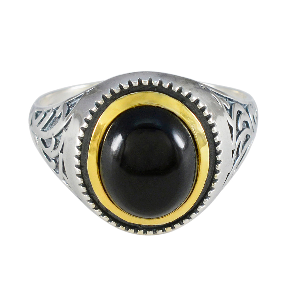 Black Onyx Solitaire Australian 925 Silver Black Gemstones Eye catching Filigree Ring Jewelry