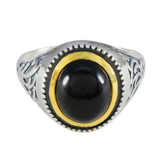 Black Onyx Solitaire Australian 925 Silver Black Gemstones Eye catching Filigree Ring Jewelry
