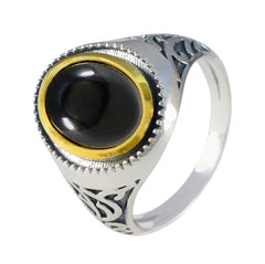 Black Onyx Solitaire Australian 925 Silver Black Gemstones Eye catching Filigree Ring Jewelry