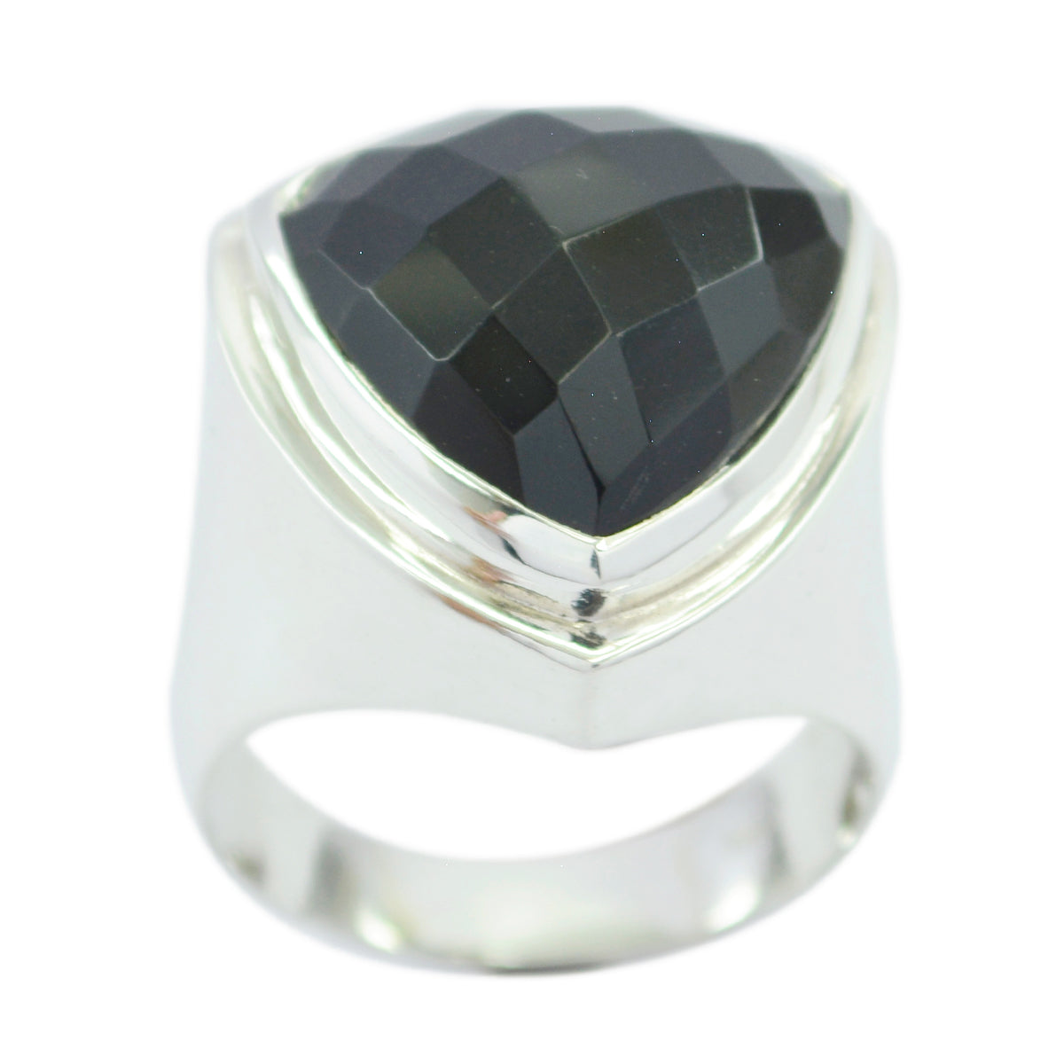 Black Onyx Solitaire Egyptian Silver Black Gems Chunky Cocktail Ring Jewelry Главное изображение товара