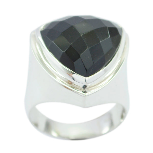 Black Onyx Solitaire Egyptian Silver Black Gems Chunky Cocktail Ring Jewelry