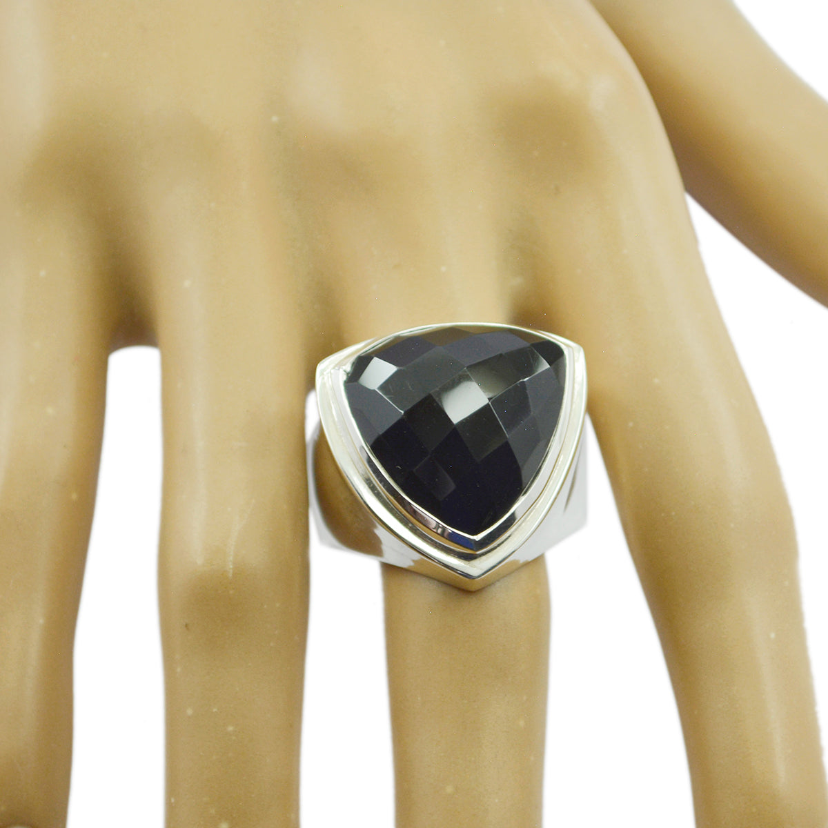 Black Onyx Solitaire Egyptian Silver Black Gems Chunky Cocktail Ring Jewelry Второстепенное изображение товара