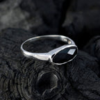 Black Onyx Solitaire American 92.5 Silver Black Gems Dainty Trendy Ring Jewellery