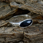 Black Onyx Solitaire American 92.5 Silver Black Gems Dainty Trendy Ring Jewellery