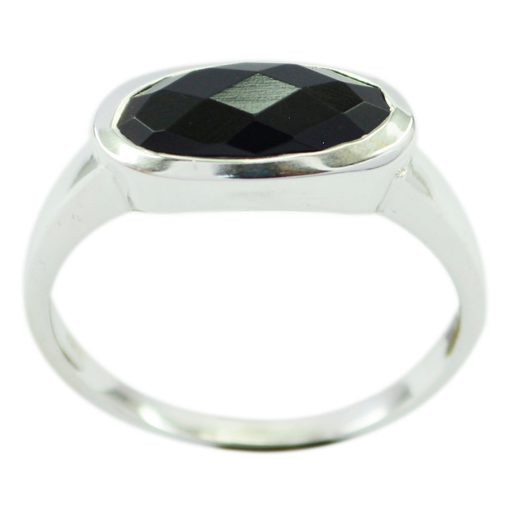 Black Onyx Solitaire American 92.5 Silver Black Gems Dainty Trendy Ring Jewellery