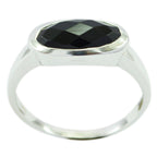 Black Onyx Solitaire American 92.5 Silver Black Gems Dainty Trendy Ring Jewellery