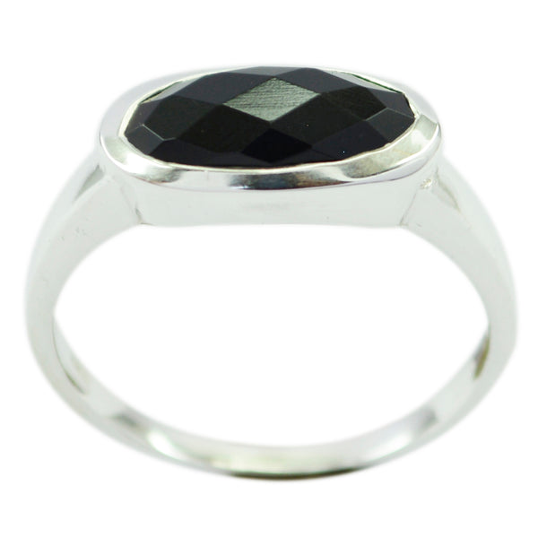 Black Onyx Solitaire American 92.5 Silver Black Gems Dainty Trendy Ring Jewellery