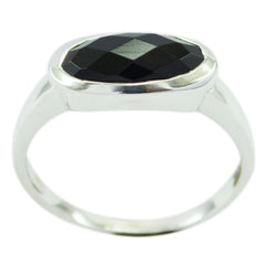 Black Onyx Solitaire American 92.5 Silver Black Gems Dainty Trendy Ring Jewellery