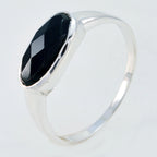 Black Onyx Solitaire American 92.5 Silver Black Gems Dainty Trendy Ring Jewellery