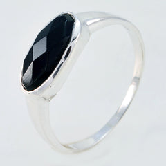 Black Onyx Solitaire American 92.5 Silver Black Gems Dainty Trendy Ring Jewellery