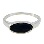 Black Onyx Solitaire American 92.5 Silver Black Gems Dainty Trendy Ring Jewellery