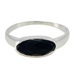 Black Onyx Solitaire American 92.5 Silver Black Gems Dainty Trendy Ring Jewellery