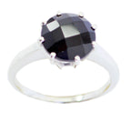 Black Onyx Solitaire Japanese 92.5 Silver Black Gems Whisper thin Graceful Ring Jewelry