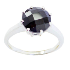 Black Onyx Solitaire Japanese 92.5 Silver Black Gems Whisper thin Graceful Ring Jewelry