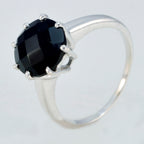 Black Onyx Solitaire Japanese 92.5 Silver Black Gems Whisper thin Graceful Ring Jewelry