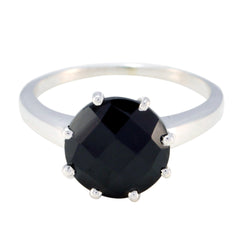 Black Onyx Solitaire Japanese 92.5 Silver Black Gems Whisper thin Graceful Ring Jewelry