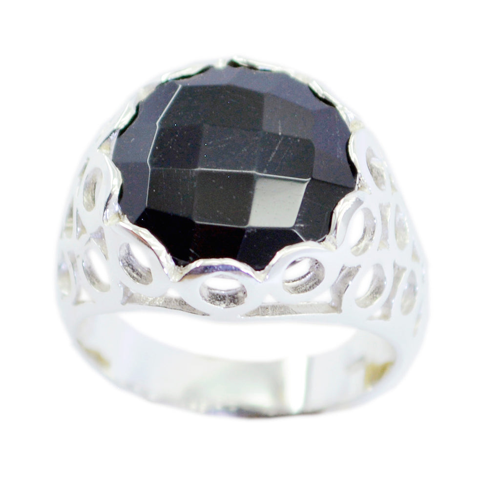 Black Onyx Solitaire Middle Eastern Sterling Silver Black Gemstone Classic Filigree Ring Jewelry