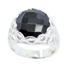 Black Onyx Solitaire Middle Eastern Sterling Silver Black Gemstone Classic Filigree Ring Jewelry