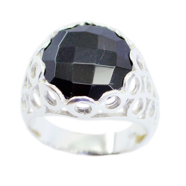 Black Onyx Solitaire Middle Eastern Sterling Silver Black Gemstone Classic Filigree Ring Jewelry