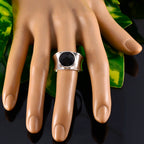 Black Onyx Solitaire Italian Silver Black Gemstone Edgy Armor Band Jewellery