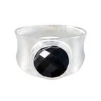 Black Onyx Solitaire Italian Silver Black Gemstone Edgy Armor Band Jewellery