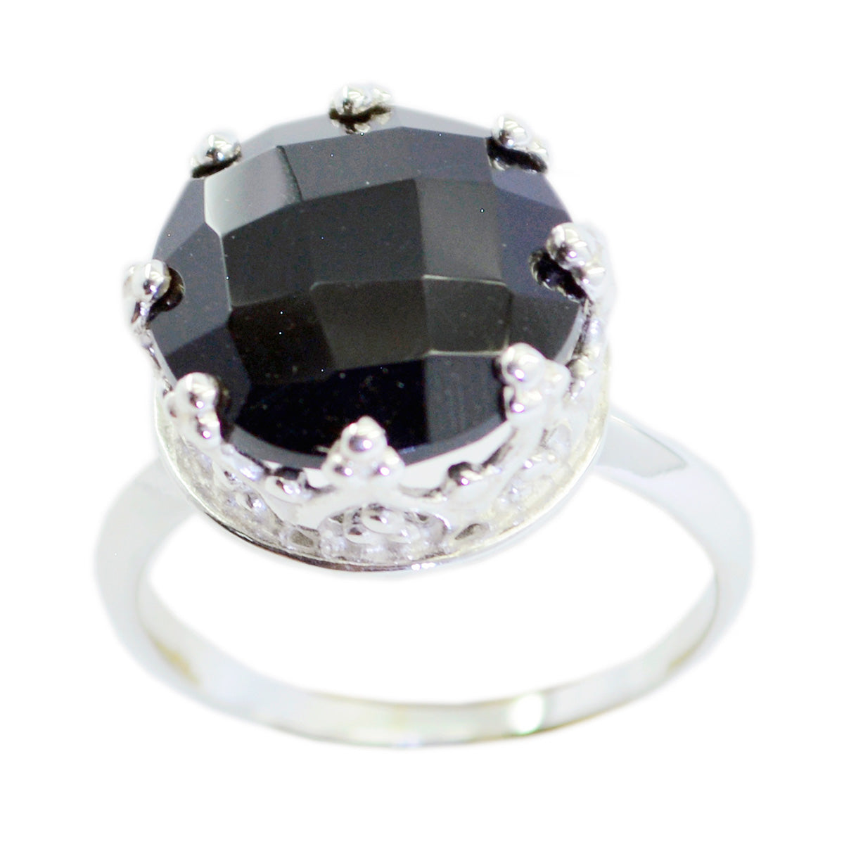 Schwarzer Onyx Solitär Afrikanisches Silber Schwarze Edelsteine Klassischer Art Deco Ring Schmuck Hauptbild