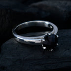 Black Onyx Solitaire Japanese 925 Silver Black Gemstone Whisper thin Feminine Ring Jewelry