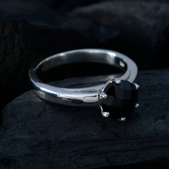Black Onyx Solitaire Japanese 925 Silver Black Gemstone Whisper thin Feminine Ring Jewelry