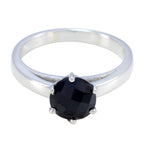 Black Onyx Solitaire Japanese 925 Silver Black Gemstone Whisper thin Feminine Ring Jewelry
