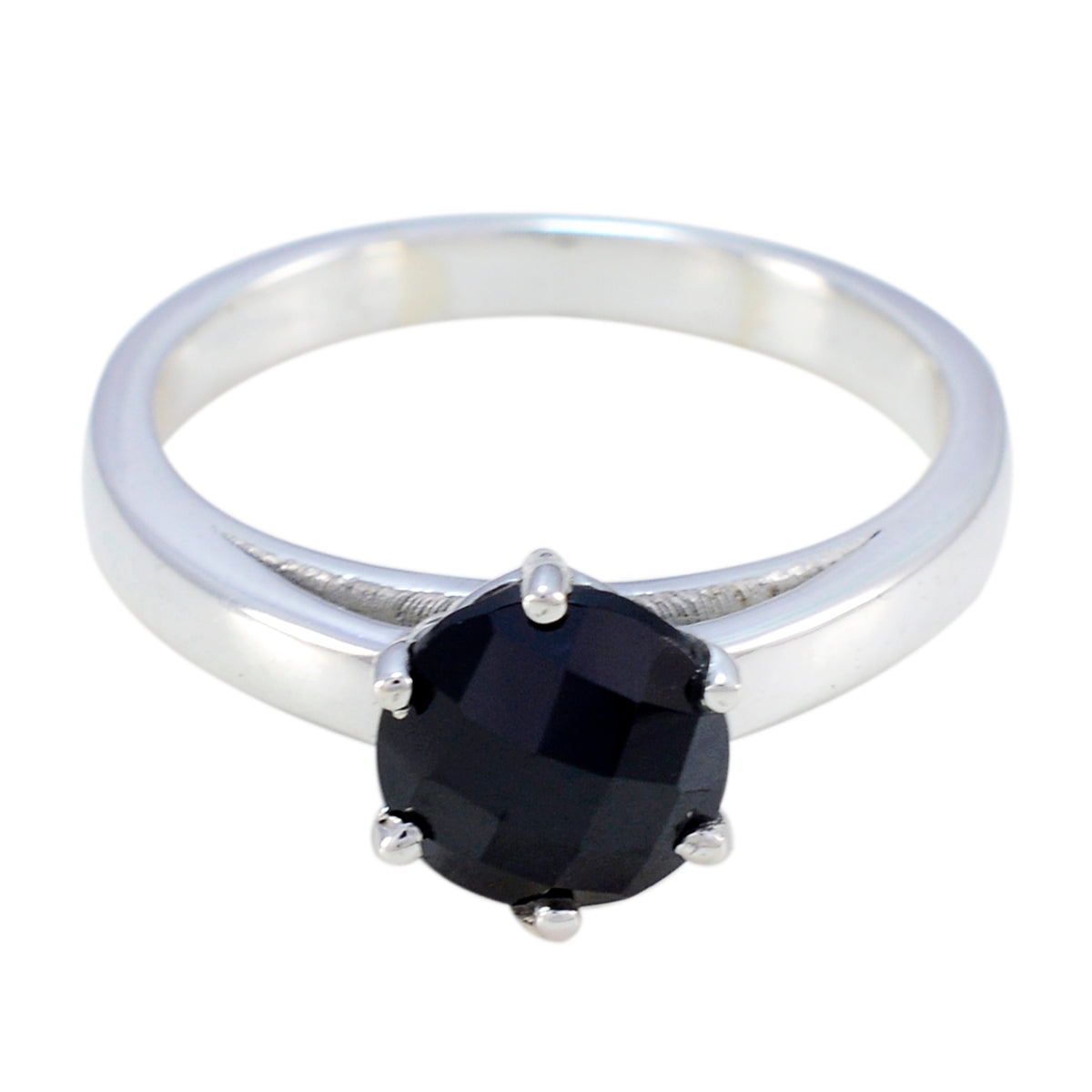 Black Onyx Solitaire Japanese 925 Silver Black Gemstone Whisper thin Feminine Ring Jewelry