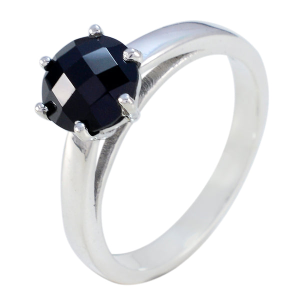 Black Onyx Solitaire Japanese 925 Silver Black Gemstone Whisper thin Feminine Ring Jewelry