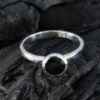 Black Onyx Solitaire Japanese Sterling Silver Black Gems Dainty Contemporary Ring Jewellery