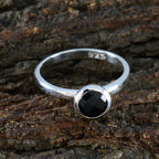 Black Onyx Solitaire Japanese Sterling Silver Black Gems Dainty Contemporary Ring Jewellery