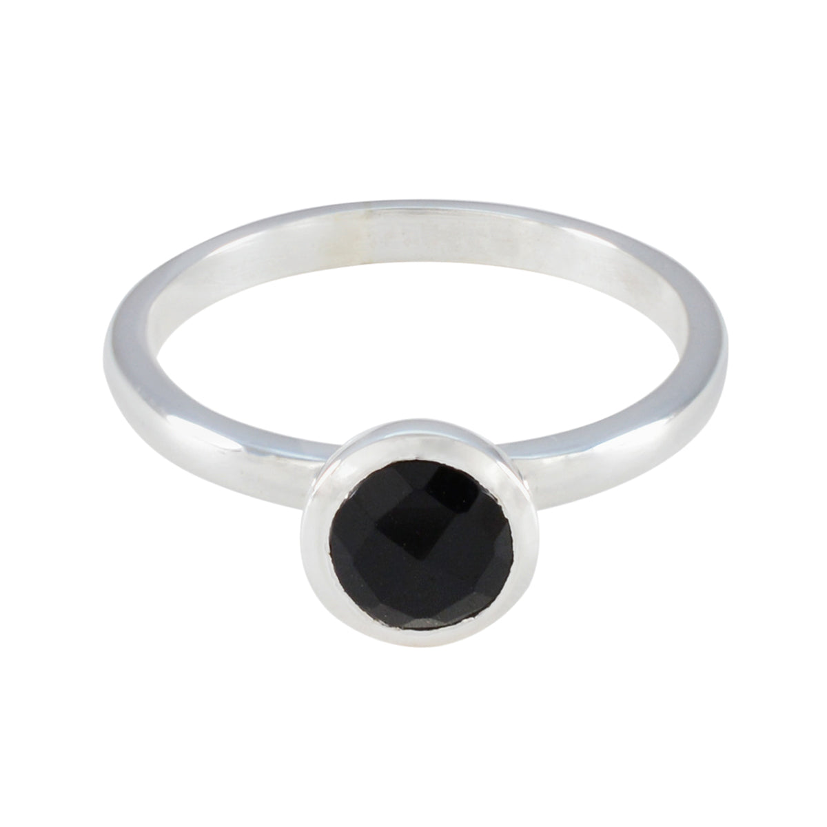 Black Onyx Solitaire Japanese Sterling Silver Black Gems Dainty Contemporary Ring Jewellery Главное изображение товара