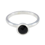 Black Onyx Solitaire Japanese Sterling Silver Black Gems Dainty Contemporary Ring Jewellery