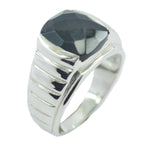 Black Onyx Solitaire French 925 Sterling Silver Black Gemstone Versatile Signet Ring Jewellery